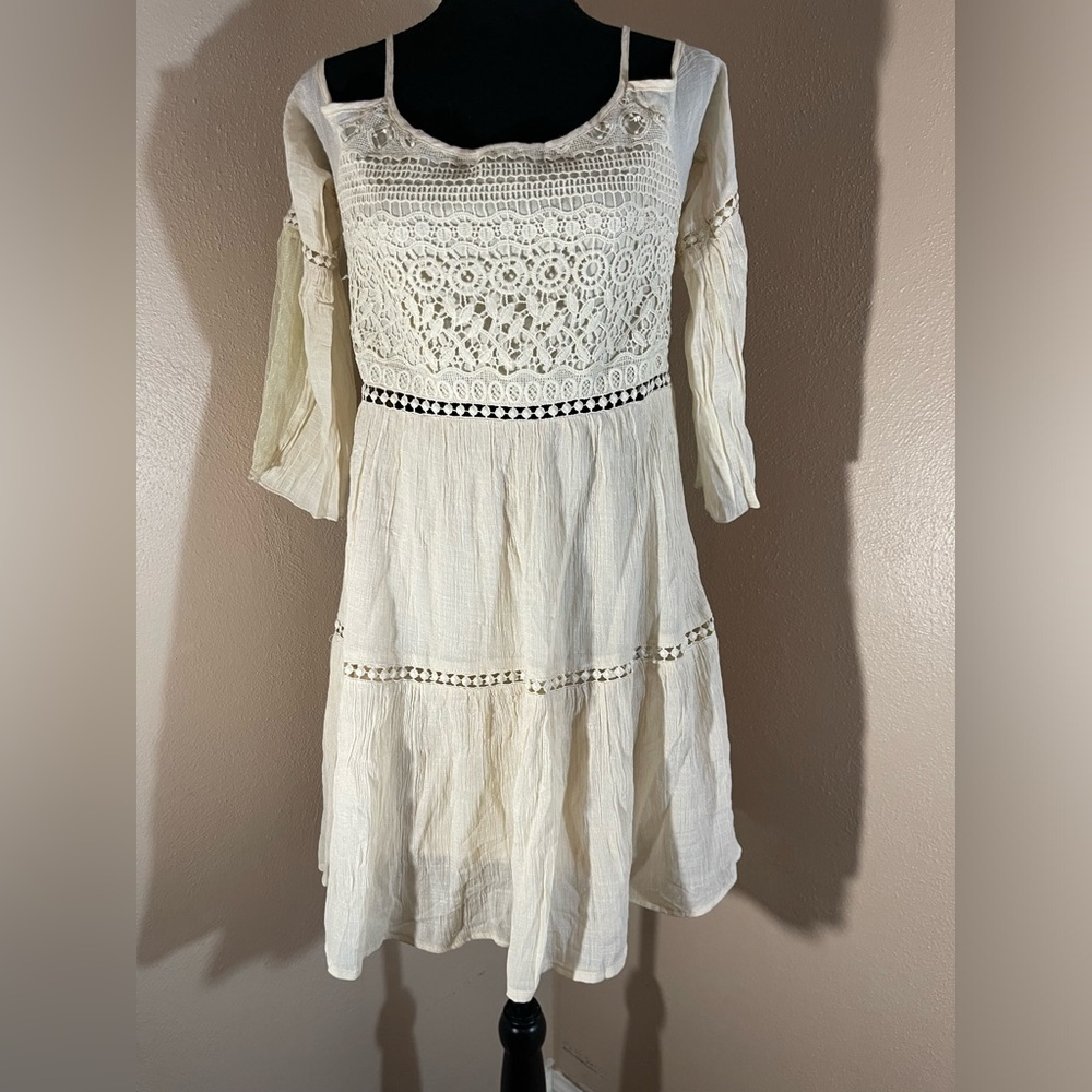 Vivid Collection of NY Crochet Boho Hippy Cold Shoulder Dress